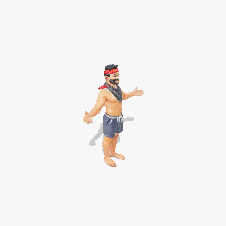 Beachwear Bandana Guy Rigged and Animated D Character Model